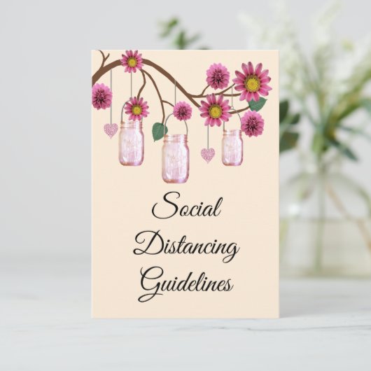 ピンクの花メイスンジャー安全対策 エンクロージャーカード (スタンド正面)