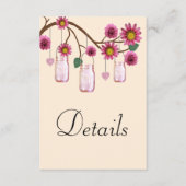 ピンクの花メイソンジャース結婚ズ詳細 エンクロージャーカード (正面)
