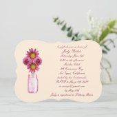 ピンクの花メイソンジャールブライダルシャワー招待 招待状 (スタンド正面)