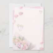 ピンクの花モダン誕生日 招待状 (裏面)
