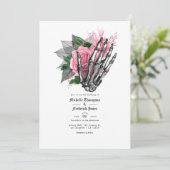 ピンクの花モチーフのゴシックウェディング招待状 招待状 (スタンド正面)