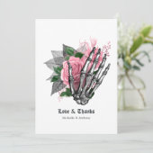 ピンクの花モチーフのハロウィンゴシック サンキューカード (スタンド正面)