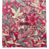 ピンクの花モリスアート シャワーカーテン (正面)