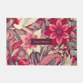 ピンクの花モリスアート ドアマット (正面)