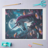 ピンクの花ユニコーン 薄葉紙 (クラフト)