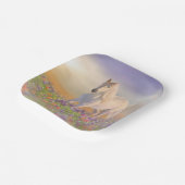 ピンクの花ランニングの草原を通してドリームホース ペーパープレート (傾斜あり)