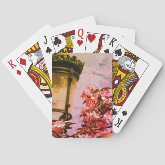 ピンクの花ランプ撮影トランプ トランプ (裏面)