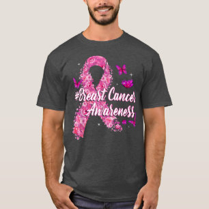 ピンクの花リボン乳がん認識度 Tシャツ