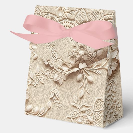 ピンクの花レースのデザイン フェイバーボックス (正面)