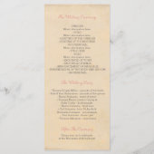 ピンクの花ヴィンテージウェディングプログラム プログラム (裏面)