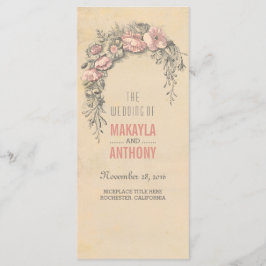 ピンクの花ヴィンテージウェディングプログラム プログラム