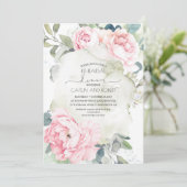 ピンクの花ヴィンテージエレガントリハーサルディナー 招待状 (スタンド正面)