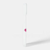 ピンクの花付き青と黄色の鳥スケッチ iPhoneケース (右側面)