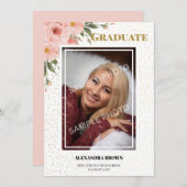 ピンクの花写真卒業ピンク背中 案内状 (正面/裏面)