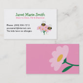 ピンクの花及び2蜂v2のテレホンカード コーリングカード (正面/裏面)