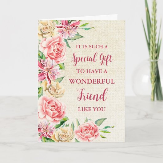 ピンクの花友ハッピーマザーズデイカード カード (正面)