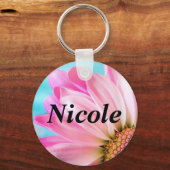 ピンクの花名キーチェーン – Nicole キーホルダー (正面)