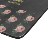 ピンクの花名前をカスタムする灰色 カッティングボード (角)