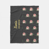 ピンクの花名前をカスタムする灰色 フリースブランケット (正面)