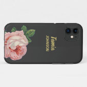 ピンクの花名前をカスタムする灰色 Case-Mate iPhoneケース (裏面(横))