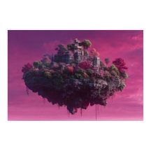 ピンクの花咲く天空の城塞
