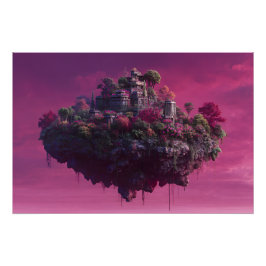 ピンクの花咲く空の城塞 ポスター