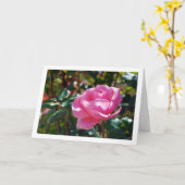 ピンクの花園のバラ カード (黄色い花)