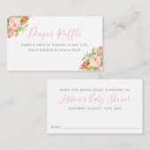 ピンクの花園の少女ベビーシャワーのおむつくじ エンクロージャーカード (正面/裏面)