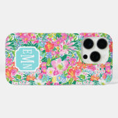 ピンクの花園モノグラム入り Case-Mate iPhoneケース (裏面 (横))