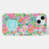 ピンクの花園モノグラム入り Case-Mate iPhoneケース (裏面 (横))