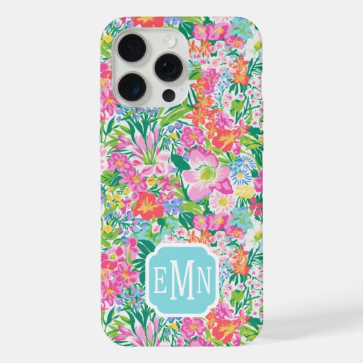 ピンクの花園モノグラム iPhoneケース (裏面)