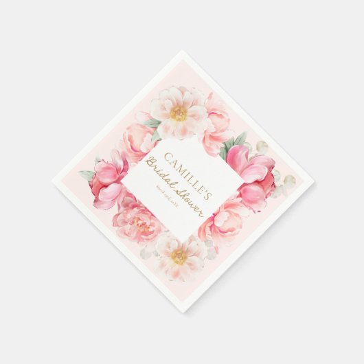 ピンクの花園 ブライダルシャワー スタンダードカクテルナプキン (角)