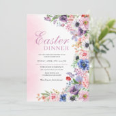 ピンクの花園 春のイースター ディナー 招待状 (スタンド正面)