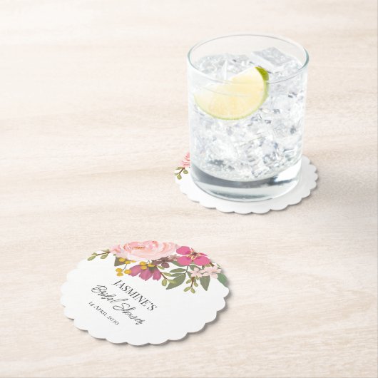 ピンクの花園 春のブライダルシャワー ペーパーコースター (インサイチュ)