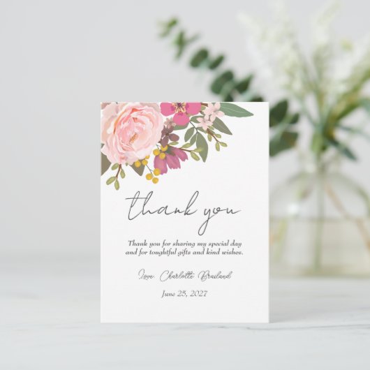 ピンクの花園 春の結婚前お披露目パーティー ポストカード (スタンド正面)