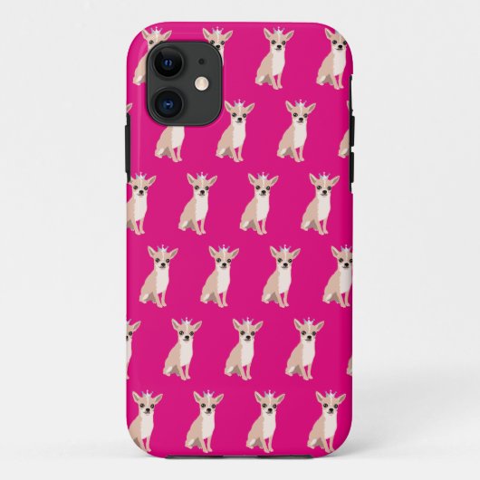 ピンクの花型女性歌手のチワワかわいい犬のiPhoneカバー Case-Mate iPhoneケース (裏面)