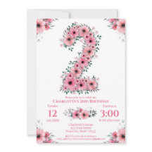 ピンクの花大きな2番目の誕生日ガール緑の葉