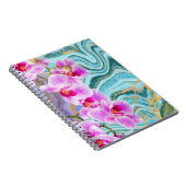 ピンクの花大理石アクアパープルパーソナライズされた ノートブック (右側)