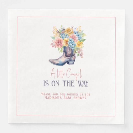 ピンクの花女性のカーボーイブーツベイパーソナライズされたシャワー (正面)