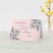 ピンクの花姪おめでとう卒業 カード (黄色い花)