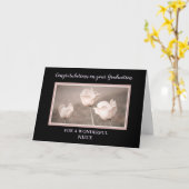 ピンクの花姪おめでとう卒業 カード (黄色い花)