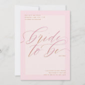ピンクの花嫁がテーマのモダンスクリプトの結婚前お祝い会 招待状 (正面)