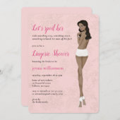 ピンクの花嫁がパンツのランジェリーシャワーを浴びる 招待状 (正面/裏面)