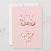 ピンクの花嫁がパンツのランジェリーシャワーを浴びる 招待状 (裏面)