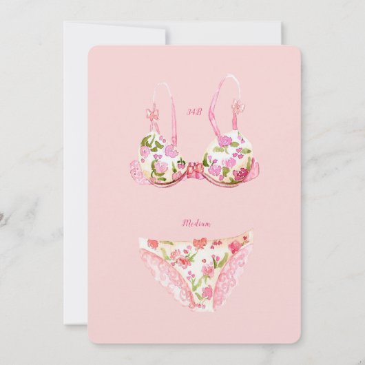 ピンクの花嫁がパンツのランジェリーシャワーを浴びる 招待状 (裏面)