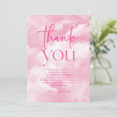 ピンクの花嫁が雲の上にいる ブライダルシャワー サンキューカード (スタンド正面)