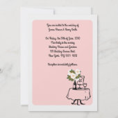 ピンクの花嫁と新郎のテーブル　ブラック＆ホワイトの結婚式 招待状 (裏面)