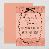 ピンクの花嫁のシャワー サンキューカード (正面/裏面)