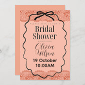 ピンクの花嫁のシャワー 招待状 (正面/裏面)