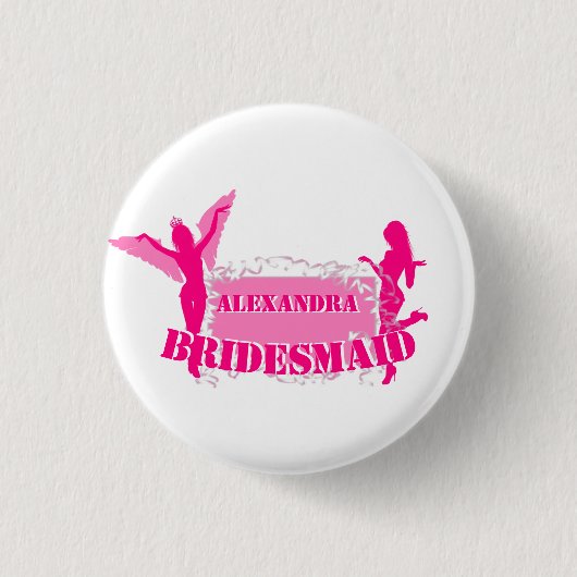 ピンクの花嫁の女友達の前夜祭 缶バッジ (正面)
